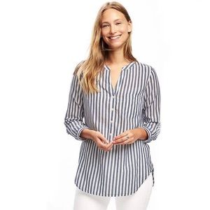 Old Navy Vertical Stripe Split Neck Popover Tunic size XXL